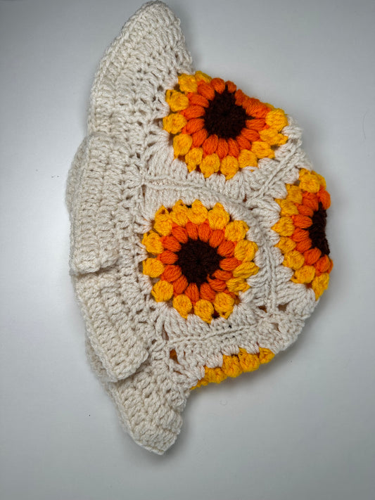 The perfect sunflower bucket ruffle hat