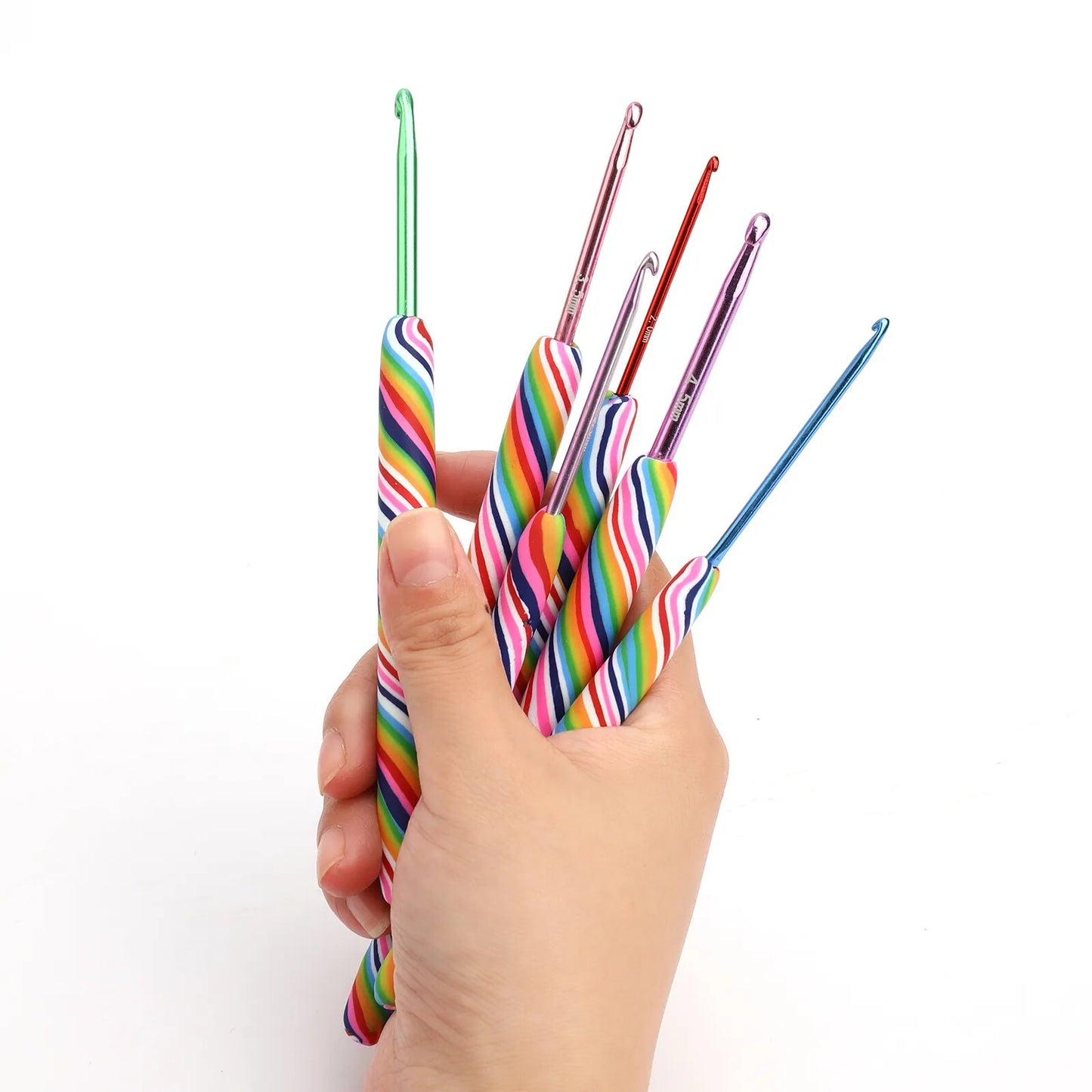 10 Pcs Rainbow Crochet Hook Set 2.0-6.5MM with Ergonomic Grip