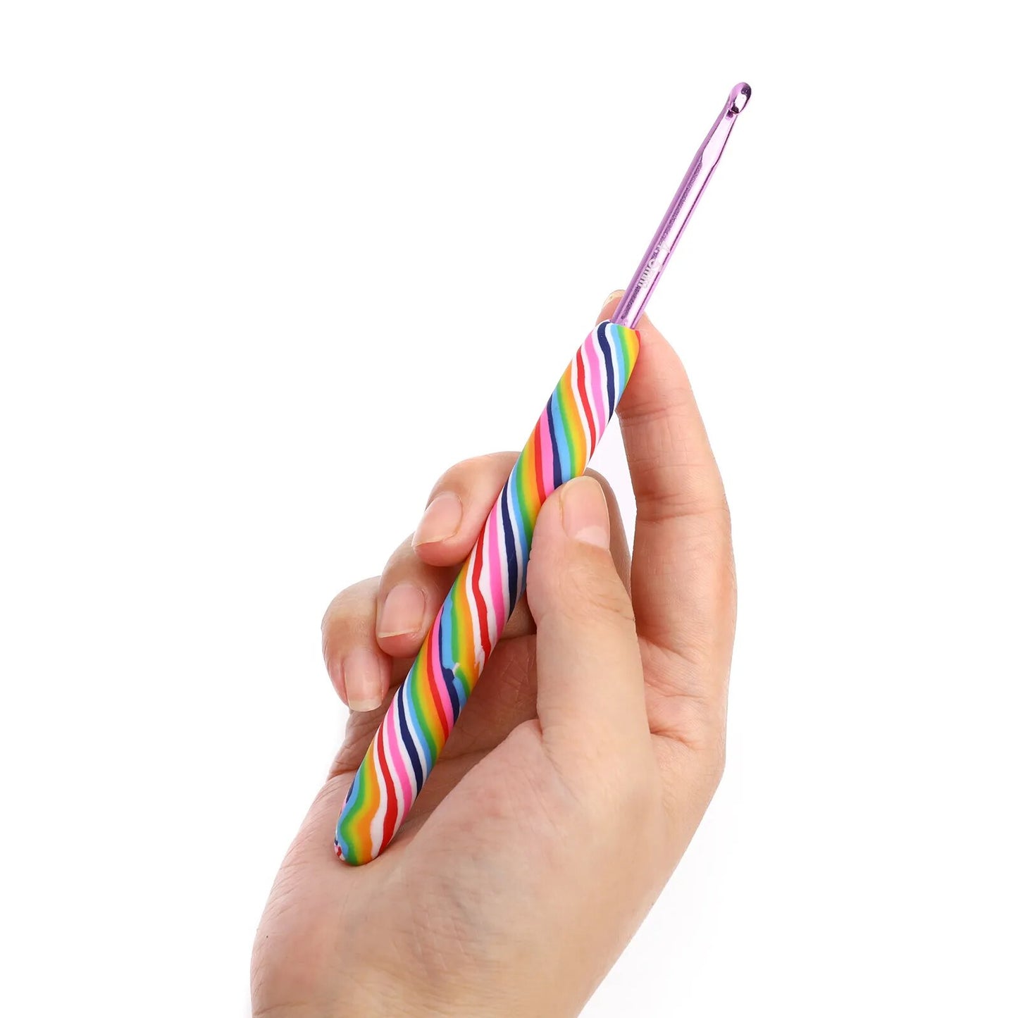 10 Pcs Rainbow Crochet Hook Set 2.0-6.5MM with Ergonomic Grip