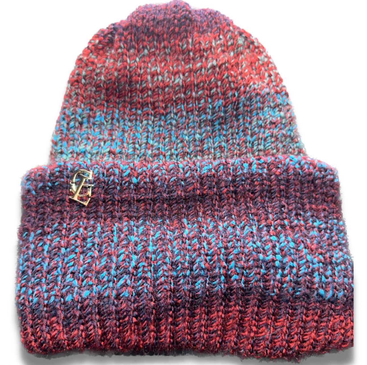 Chunky dark ombré double layered beanie