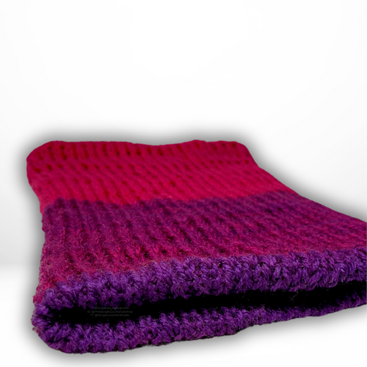 Pink and purple ombré double layered knit beanie