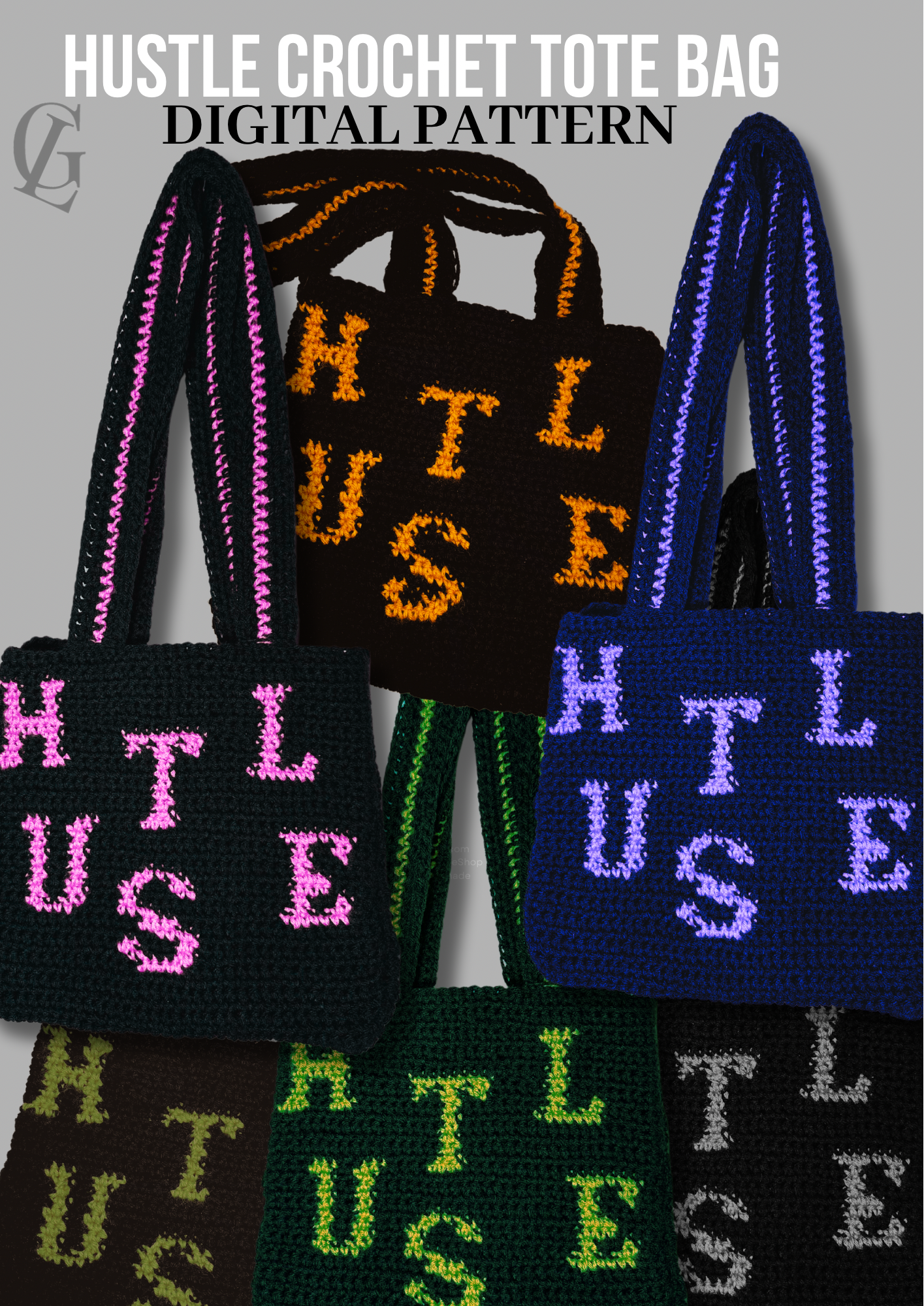HUSTLE crochet tote bag pattern