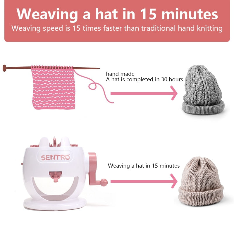 22 Needles Knitting Machine: Round Loom, Rotating Double Knit Loom