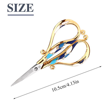 Vintage-inspired crafting scissors, '70s aesthetic scissors, Antique tailor scissors, Rustic crafting tool, Old-fashioned sewing accessory, Classic hand-forged scissors, Retro-style crafting tool, Timeless crafting scissors, Elegant antique craft tool, Nostalgic crafting accessory.