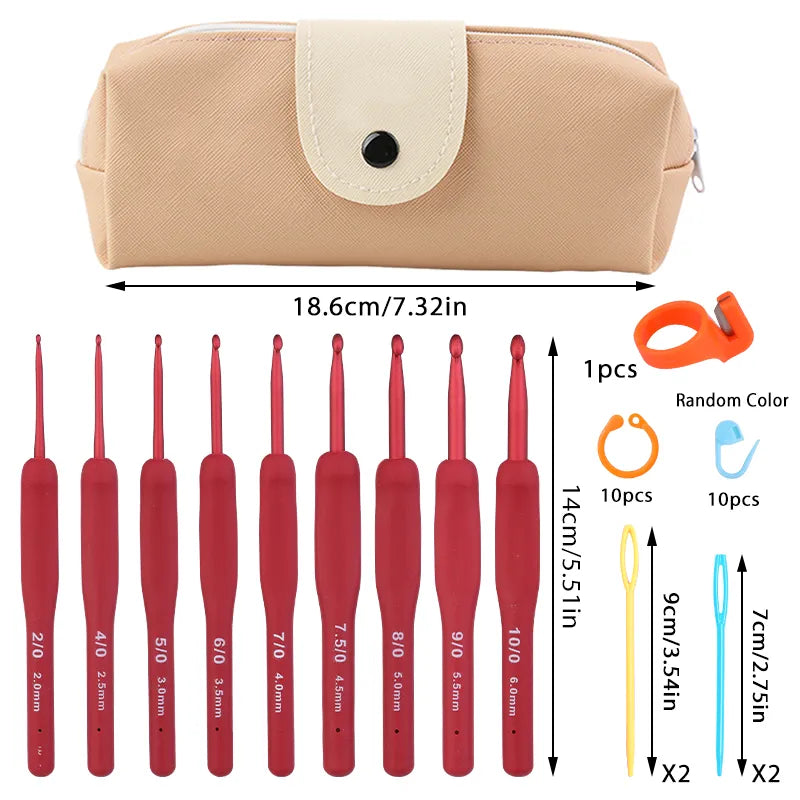 Ergonomic crochet hooks, high-quality crochet set, smooth hook glide, beginner-friendly crochet tools, durable crafting hooks, crochet kit essentials, premium crochet handle, pain-free crocheting, crochet hooks for arthritic hands, versatile hook sizes, best crochet hooks for yarn, professional crochet set, crochet tools for projects, top-rated crochet collection, essential hooks for crafting, crochet gift set.