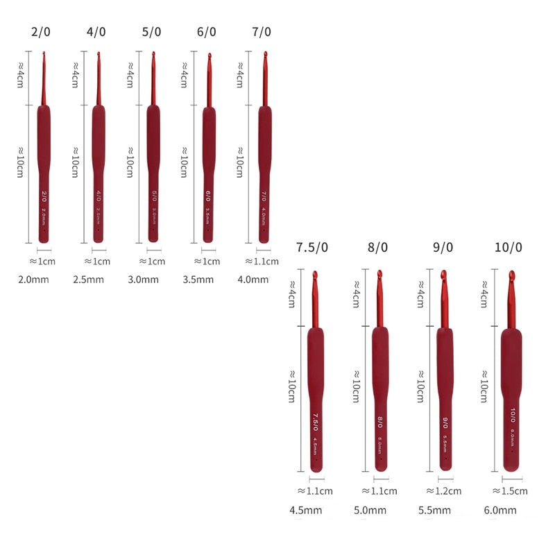 Ergonomic radiant red crochet hooks, masterfully crafted for optimal crafting ease. Touted as among the best crochet hooks for both newcomers and seasoned crocheters, these tools stand out as the go-to choice for individuals with arthritis or carpal tunnel. Their sleek design guarantees smooth crocheting, making them an ideal pick for amigurumi and detailed designs. Widely endorsed by the crochet community on platforms like Reddit, these red hooks are an essential addition to any crocheter's toolkit.