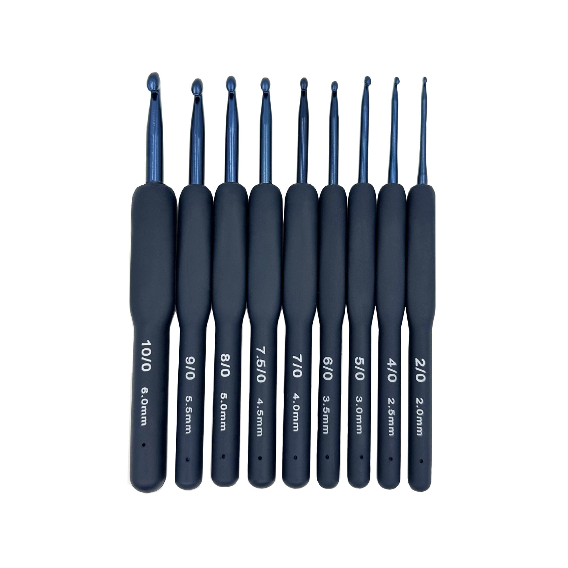 Ergonomic navy blue crochet hooks, expertly designed for maximum crafting comfort. Recognized as one of the best crochet hooks for beginners and experts alike, these tools are perfect for those with arthritis or carpal tunnel. Their smooth finish ensures seamless stitching, making them a top choice for amigurumi and intricate projects. Highly recommended by users on platforms like Reddit, these hooks are a must-have for any knitting enthusiast seeking quality and durability. 