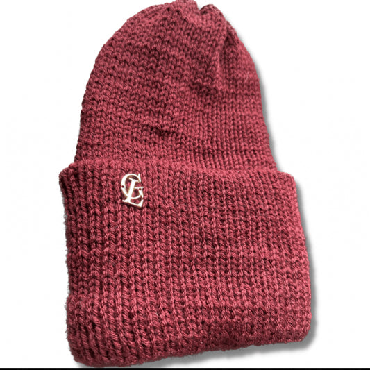 Burgundy double layered beanie