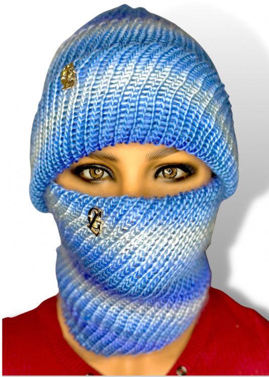 Ocean blue snug double layered beanie and neck warmer set