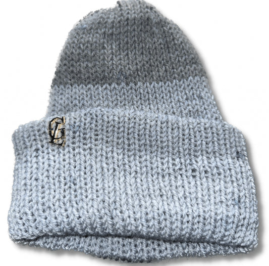 Blue and gray double layered beanie