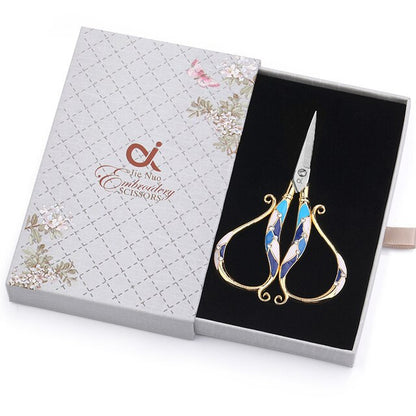 Vintage-inspired crafting scissors, '70s aesthetic scissors, Antique tailor scissors, Rustic crafting tool, Old-fashioned sewing accessory, Classic hand-forged scissors, Retro-style crafting tool, Timeless crafting scissors, Elegant antique craft tool, Nostalgic crafting accessory.